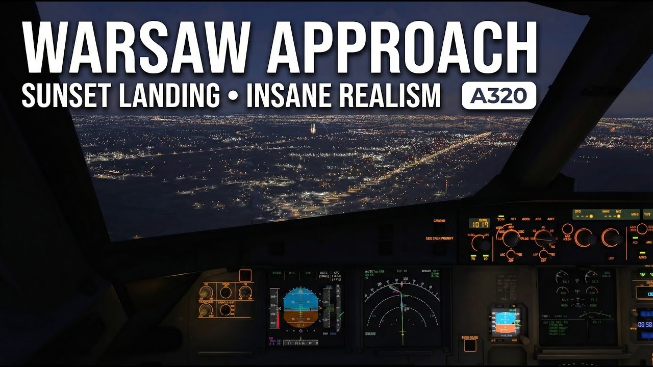 MSFS 2024 PS5 | A320 Realistic Sunset Landing at Warsaw 🌅 | INSANE REALISM!