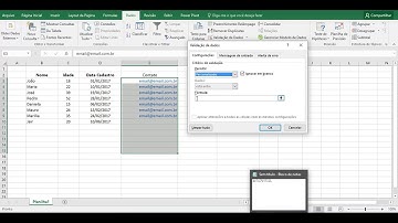 Como validar a digitação de emails no excel