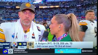 Steelers QB  #8 A. Rodgers post game field interview 