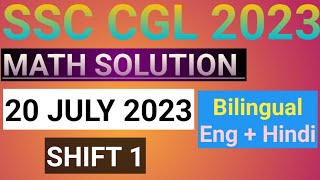 SSC CGL 2023 Tier 1 Math Solution | 20 July 2023 (1st Shift) | CGL Tier 1| UNSTOPPABLE MATH