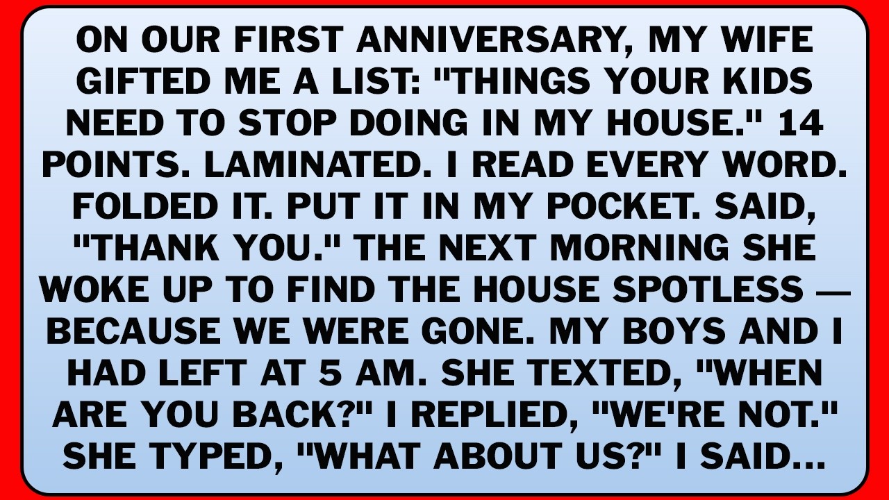 On Our First Anniversary, My Wife Gifted Me A List: 