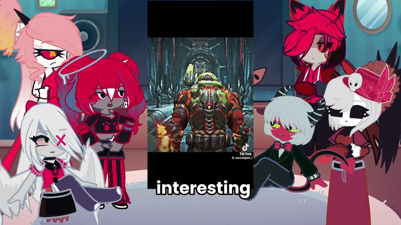 Hazbin Hotel Angels react to Doom slayer | Lucifer | Gacha life 2