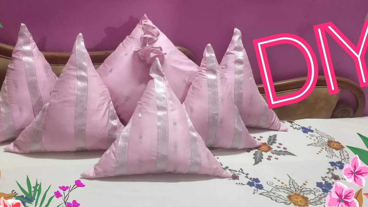 (DIY) Triangle Shaped Cushion Covers From Old Saree /Beautiful And ...