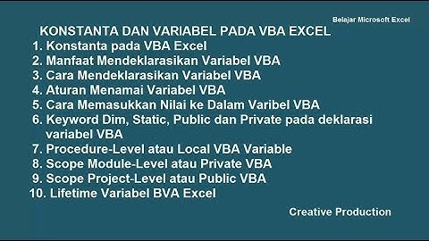 Belajar VBA Excel 4 : Konstanta dan Variabel pada VBA Excel