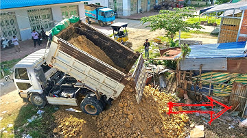 Incredible! LANDFILLING project Operating by Excellent Skill Driver Dozer KOMATSU D20P pushing Soil