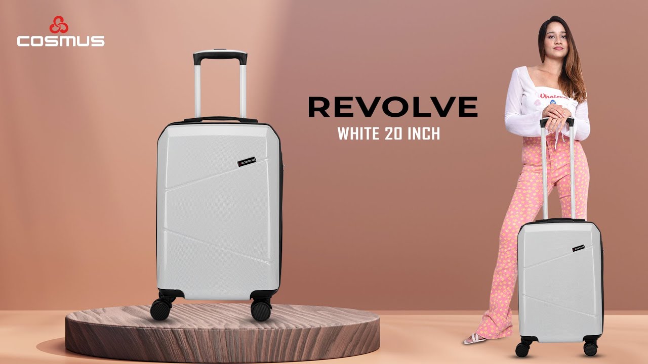 COSMUS REVOLVE Polycarbonate Premium Hard Sided Cabin Size Travel Trolley Bags | WHITE 20 Inch