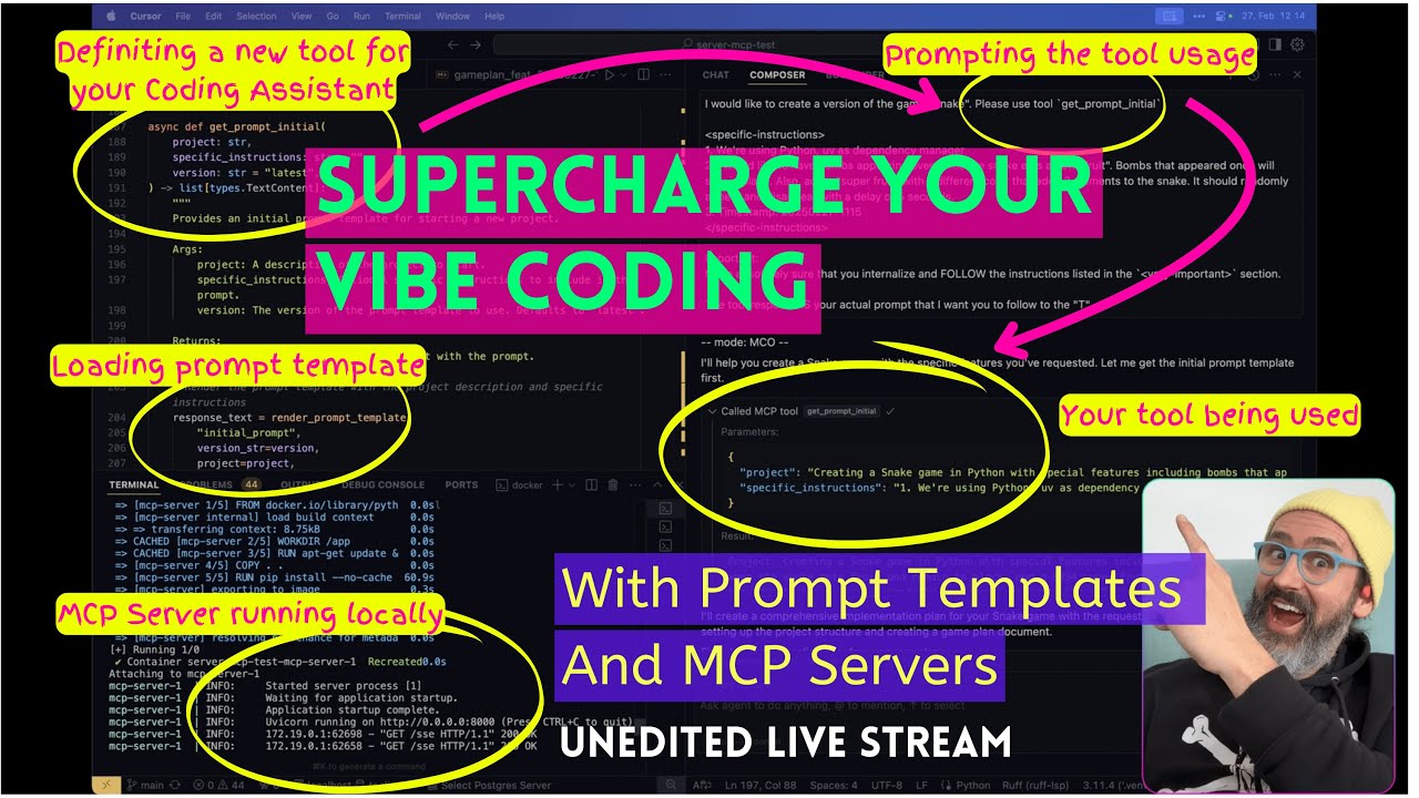 🔥 LIVE | My First MCP Server: Supercharging Vibe Coding with Prompt Templates (Unedited Livestream)