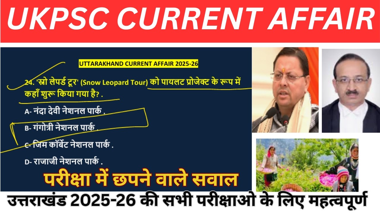 🔥 Uttarakhand Current Affairs 2025-26 | UKPSC, Patwari, Forest, Police, RO/ARO Special 📚 | Top MCQ