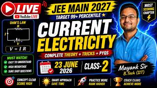 H : IIT JEE Mains/Advance class 12  physics :current electricity class-2 ( 23 june 2026)