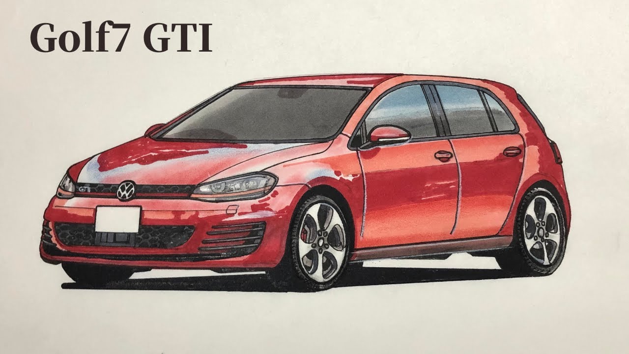 クルマイラスト Volkswagen Golf 7 Gti描いてみた 車イラスト メイキング Youtube