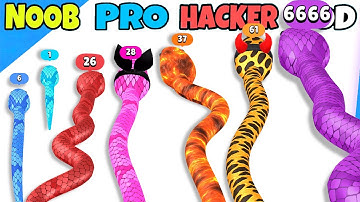 NOOB vs PRO vs HACKER vs GOD in Snake Run Race NEW SNAKES Part 02