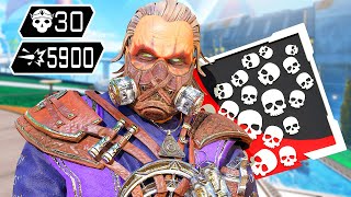 CAUSTIC 30 KILLS AND 5900 DAMAGE IN JUST ONE GAME (Apex Legends Gameplay Season 20)