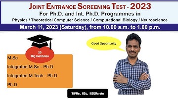 JEST 2023  Ph.D Admissions | Joint Entrance Test |MSc , Integrated M.Sc. / M.Tech - Ph.D ,Ph.D|