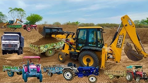 JCB 3dx Backhoe Loading Mud in Mahindra 475 JCB miti khudai work JCB loading #jcb #jcbvideo #farming