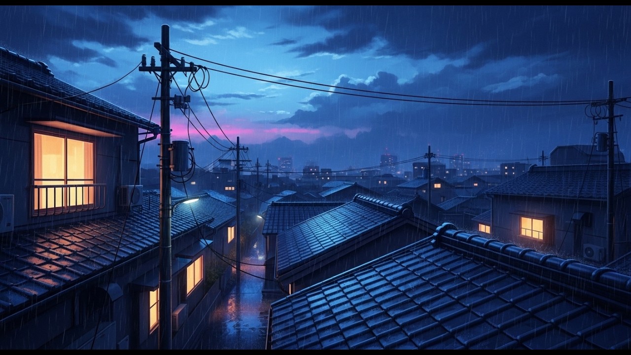 80s Japanese Town Lofi 🏮 Nostalgic Rain Ambience 🌙 Chill Beats for Focus