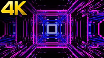 4K Abstract Neon Square Party Lights Blue & Pink Color Video Black Screen Background Loop No sound