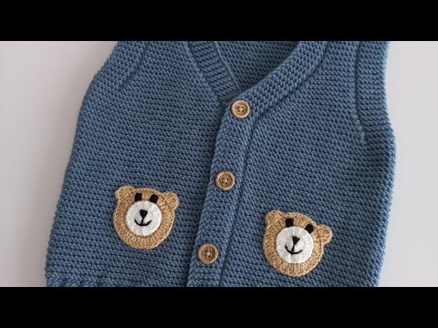 HEM KOLAY HEM DE ŞIK OLSUN DİYENLER İÇİN GELDİK🐻Ayıcıklı Haroşa Bebek Yeleği/Kolay Örgü Modeli✨️