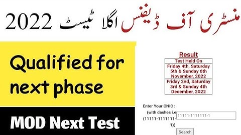 MOD Next Test || Qualified for Next Phase
