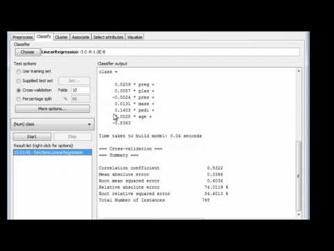 Data Mining with Weka (4.3: Classification by regression)