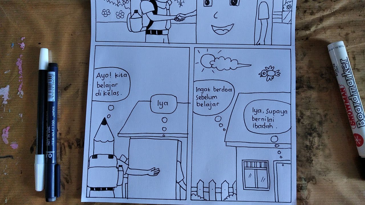 Cara Menggambar Ilustrasi Komik Tema Pendidikan Dengan Dialog Terbaru ...