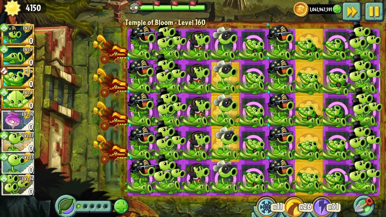 PLANTS VS ZOMBIES 2 HACK MEGA GATLING PEA PEA VINE SLING PEA