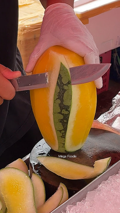 Only $1! Sweet Yellow Watermelon - Fruit Cutting Skills