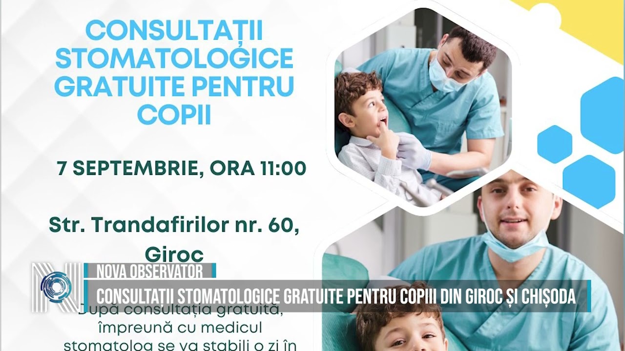 Consultații stomatologice gratuite pentru copiii din Giroc și Chișoda