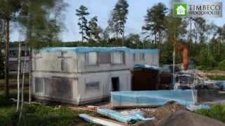 Prefab timber frame element house installation