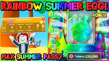 100,000 TOKENS RAINBOW ONLY ROBUX SUMMER EGG! MAX SUMMER PASS! Clicker Simulator Roblox
