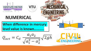 Horizontal Venturimeter numerical. VTU. Fluid Mechanics. Determine actual and theoretical discharge.