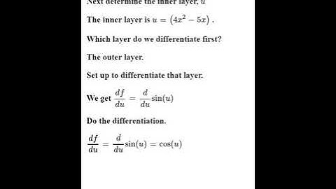 Chain Rule: d/dx[ sin(4x^2-5x) ]