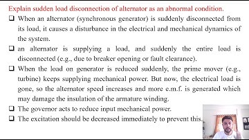 SGP Video short on sudden load disconnection of alternator as an abnormal condition in English