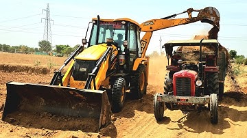 JCB 3DX Xpert Backhoe Loader Loading Field Mud | Massey 1035&241 Eicher 380 John Deere Tractors
