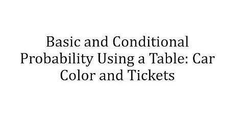 Basic and Conditional Probability Using a Table: Car Color and Tickets