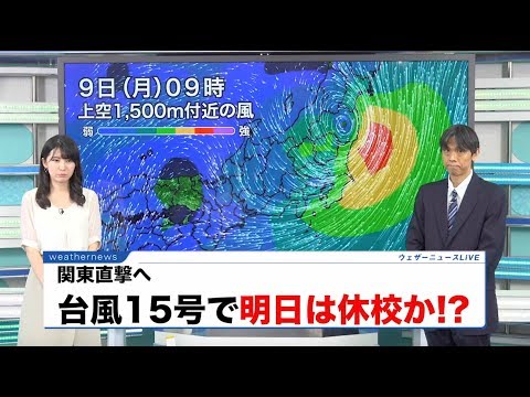 【動画解説】台風15号で明日は休校か!?関東直撃へ