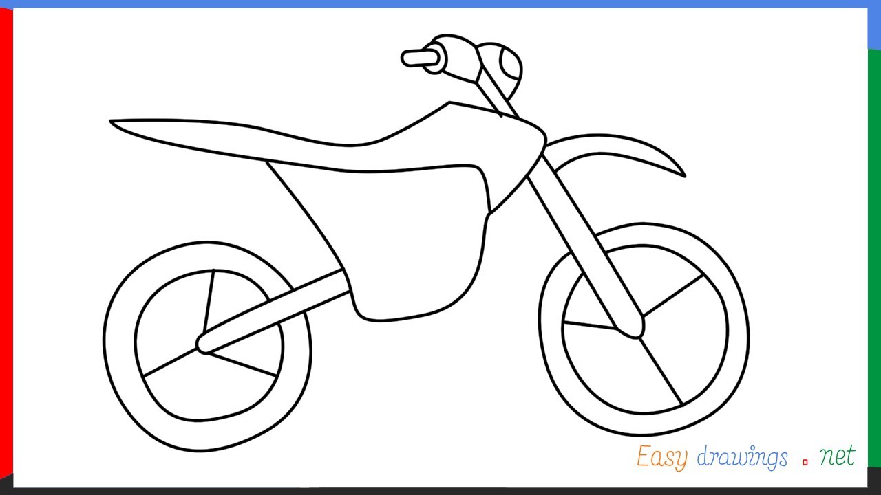 How to draw a Dirt bike step by step for beginners - YouTube