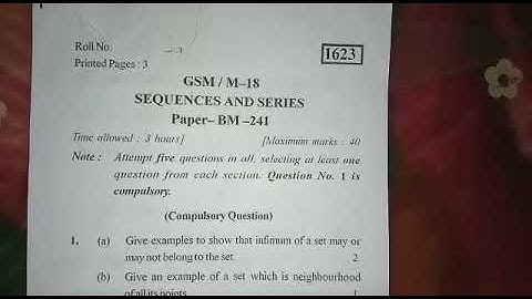 This video contains question paper of sequence and series of Kurukshetra University 2018 #bsc #math