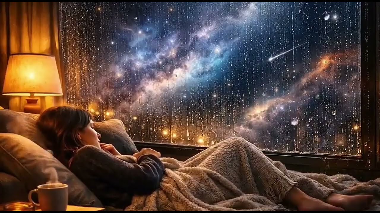 Relax in a Rainy Space Window 🌧️ Calm Piano Ambience