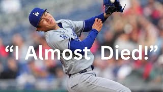 Los Angeles Dodgers Yoshinobu Yamamoto Catch | Yoshi Tells Roberts, “I Almost Died!\\