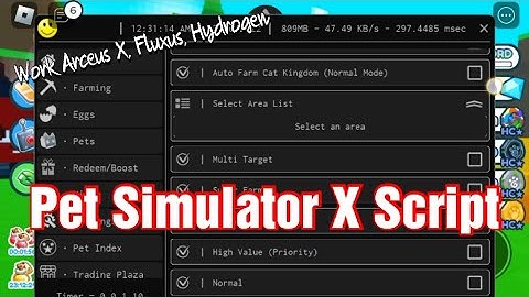 Arceus X, Fluxus, Hydrogen Pet Simulator X Script Mobile (Work Shiny Update)