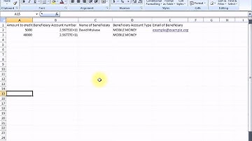Creating a beneficiary list file for YO payments in Excel