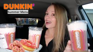 NEW Dunkin' Donuts Summer Menu review | oreo Latte, Fruit Punch Donuts, Munchkins, Rocky Road Latte
