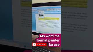 use of format painter in Ms word. MS वर्ड में फॉर्मेट पेंटर का उपयोग।