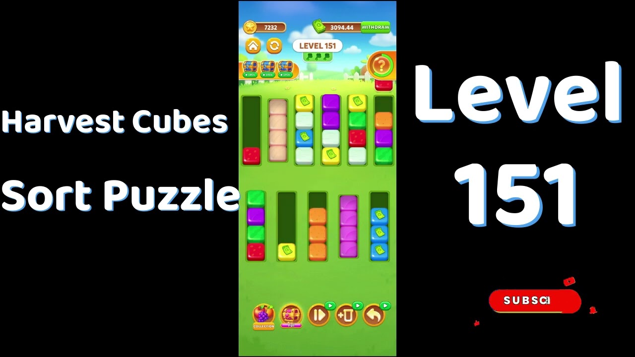 Harvest Cubes Sort Puzzle Level 151 Walkthrough 🌽🧠 | Relaxing Sort Game | Go Answer