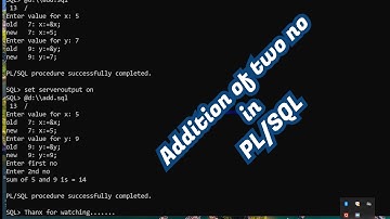 Addition of two number in PL SQL Programming | pl sql basic program | pl/sql addition of two no