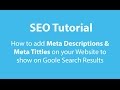 SEO   Adding Titles & Descriptions Meta Tags In Your Website