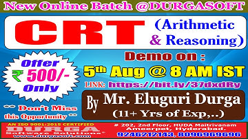 CRT (Arithmetic & Reasoning) Online Training @ DURGASOFT