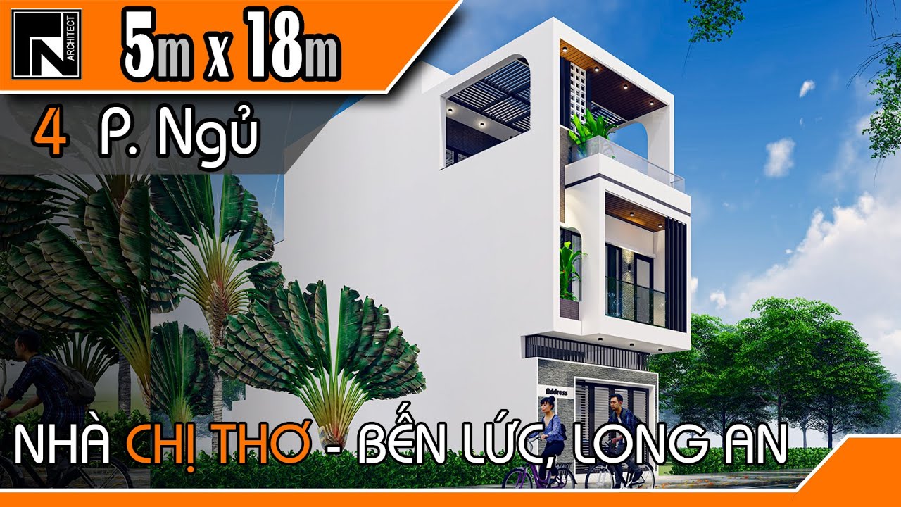TNK106 - Thiết kế nhà ống 2 tầng 1 tum cho Chị Thơ tại Bến Lức, Long An
