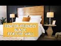 Home color inspiration for renters that can&#39;t paint: bedroom makeover with black feature accent wall