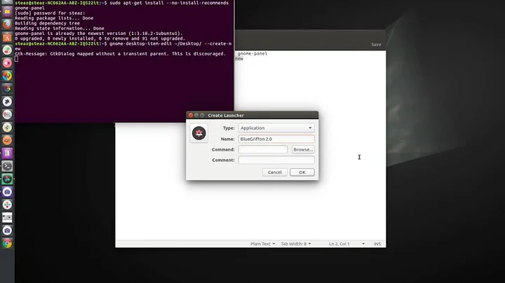 How to create  launchers in Ubuntu 16.04 -  BlueGriffon Launcher example